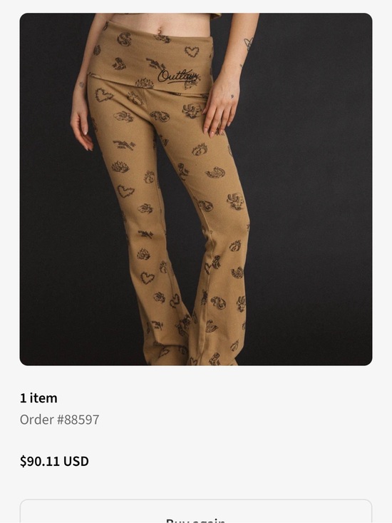 Hell Babes Pants - Outlaw High Waisted Printed Pants - Tan